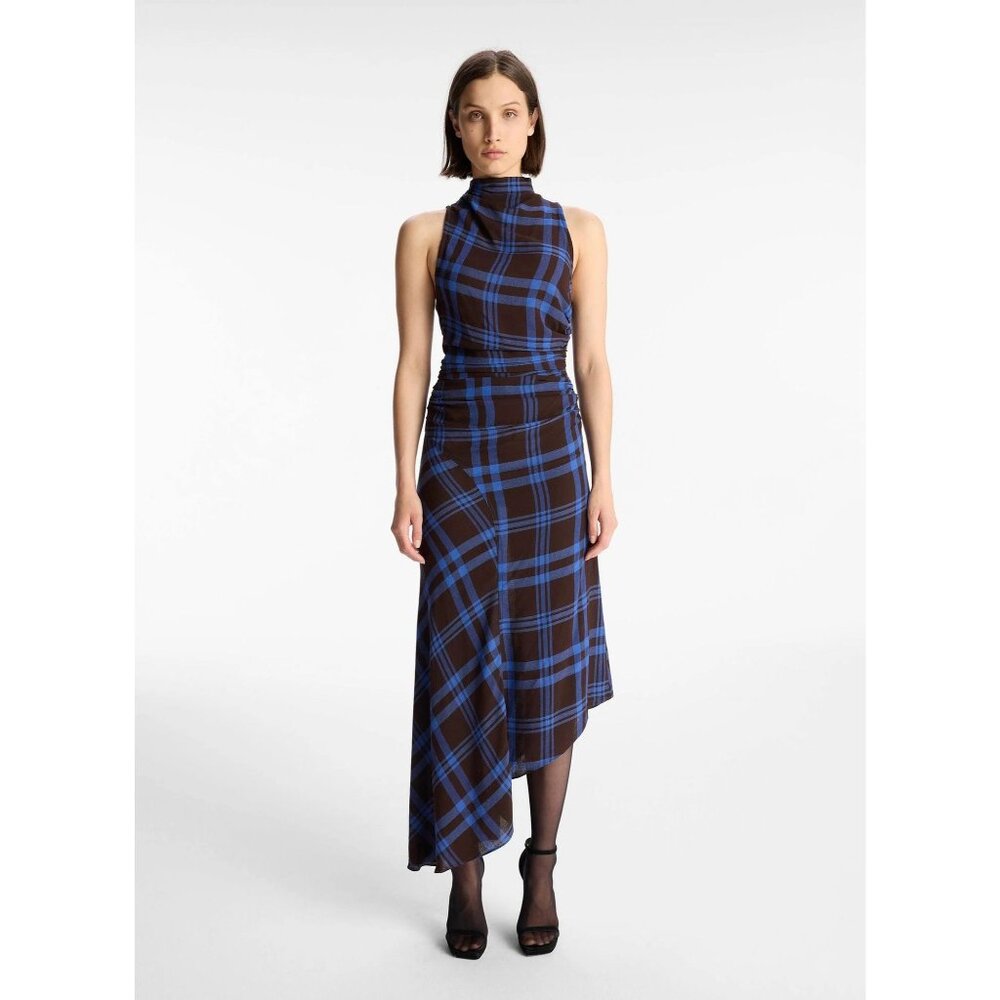 A.L.C. Blue and Black Plaid Maxi Dress